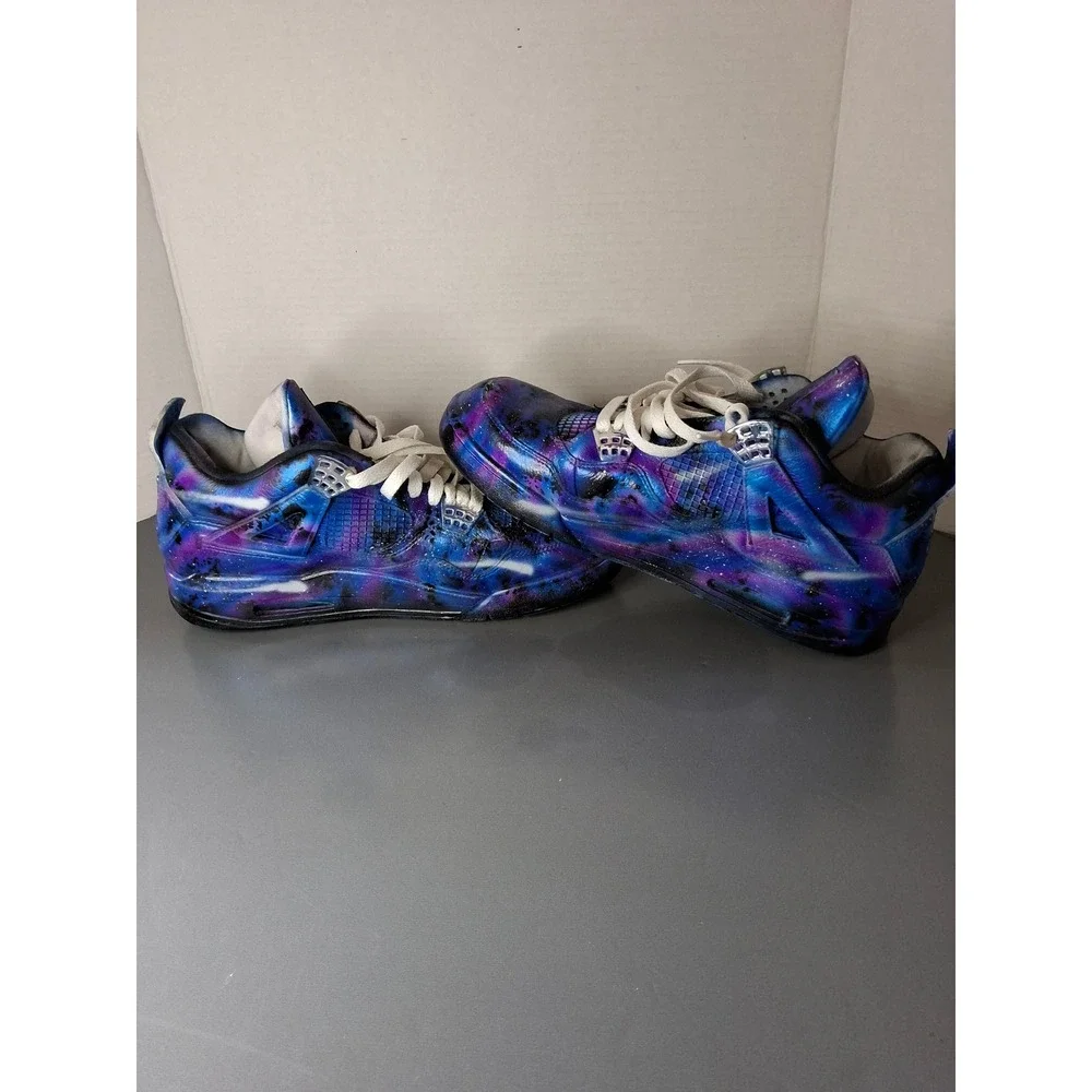 Nike Air Jordan 4 Retro Custom Galaxy Nebula Painted Sneaker Mens10.5 308497-102